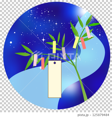 Illustration of Tanabata Bamboo Decorations 125879484