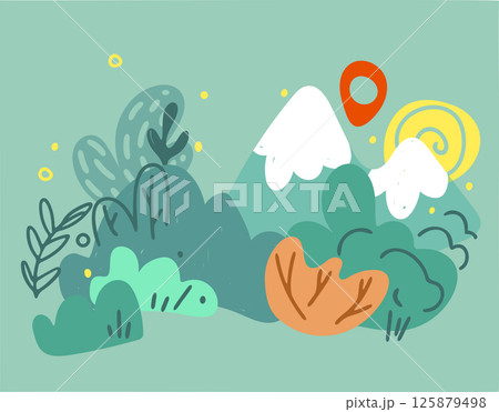 Cartoon Mountain Forest Landscape Illustration Cartoon Mountain Forest Landscape Illustration 125879498