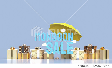 The Yellow umbrella for monsoon sale concept 3d Rendering. 125879767