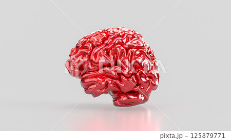 The Red Brain on white background for sci or medical concept 3d Rendering. 125879771