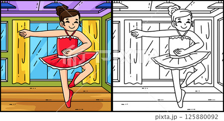Ballerina Performing a Pirouette Illustration  125880092