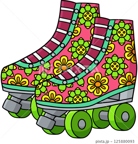Roller Skates with Flower Prints Cartoon Clipart Roller Skates with Flower Prints Cartoon Clipart 125880093