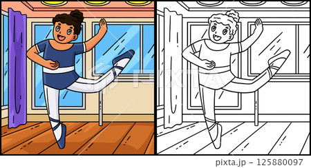 Ballerina doing an Attitude Coloring Illustration Ballerina doing an Attitude Coloring Illustration 125880097