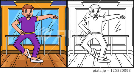 Ballet Danseur in a Bouncing Step Illustration Ballet Danseur in a Bouncing Step Illustration 125880098