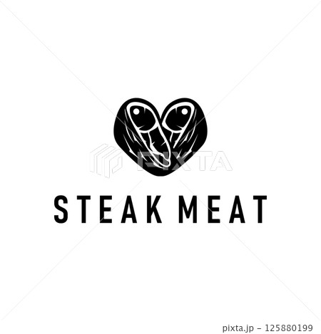steak logo design concept steak meat bbq simple illustration symbol template food meat delicious brand product cafe and restaurant business 125880199
