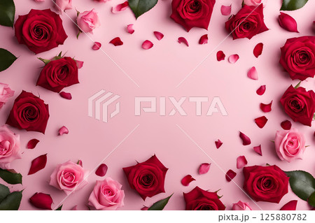 赤とピンク バラのメッセージカード 赤とピンク バラのメッセージカード 125880782