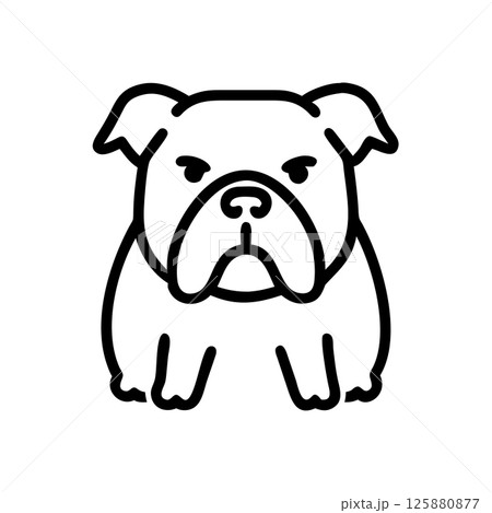 Angry Bulldog Silhouette Vector Icon Powerful Mascot Logo for Sports, Branding and T shirt Design 125880877