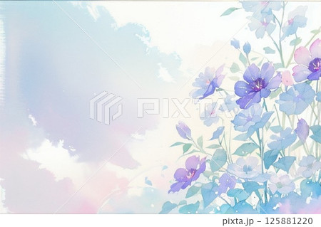 アネモネのある風景　水彩画風 125881220