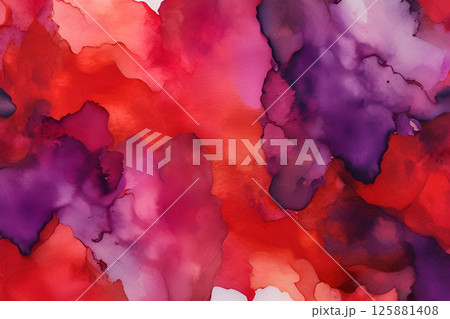 鮮やかな水彩 滲み 背景テクスチャ 125881408