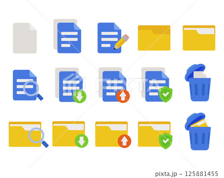 Documents and Folders Icon Set Illustration 125881455