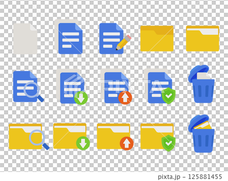 Documents and Folders Icon Set Illustration 125881455