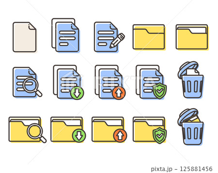 Documents and Folders Icon Set Illustration 125881456