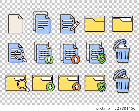 Documents and Folders Icon Set Illustration 125881456