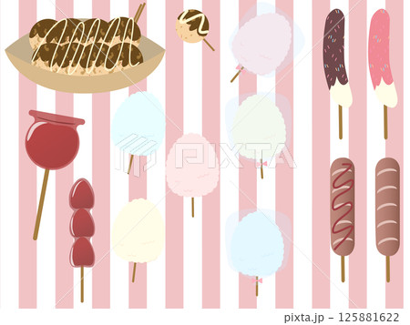 屋台フードのゆるいラストセット 125881622