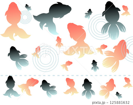 涼しげ金魚の素材セット 125881632