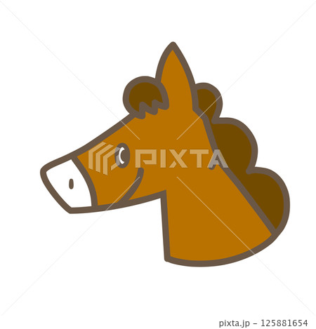 ワンポイントの年賀状の干支　シンプルな午のイラスト 125881654