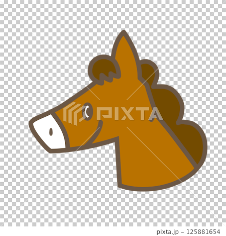 ワンポイントの年賀状の干支　シンプルな午のイラスト 125881654