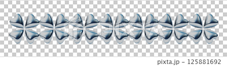 A line of metallic clover icons. 3DCG illustration of a continuous chain 125881692