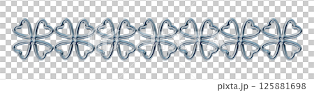 Metallic clover frame icon line. 3DCG illustration of a continuous chain Metallic clover frame icon line. 3DCG illustration of a continuous chain 125881698