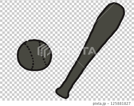 Cute illustration of baseball equipment (black) Cute illustration of baseball equipment (black) 125881827