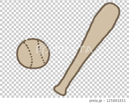 Cute illustration of baseball equipment (brown) Cute illustration of baseball equipment (brown) 125881831