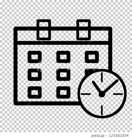 日曆圖示插圖/時間表、日期、線條畫、單色 125881834