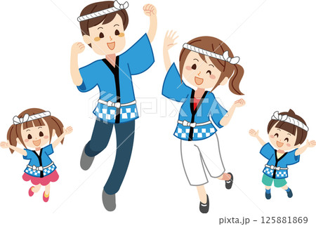 お祭り,家族,半被 お祭り,家族,半被 125881869