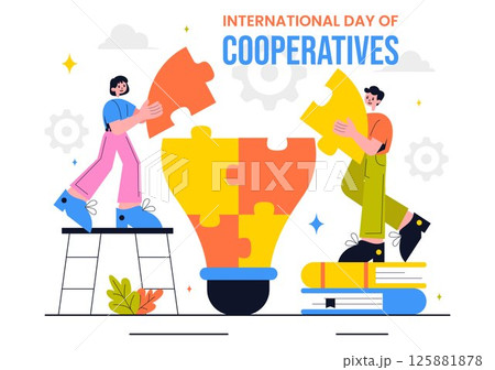 International Day of Cooperatives Vector Illustration Featuring People Contributing to the Complementary Goals of the United Nations in a Background 125881878