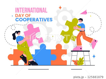 International Day of Cooperatives Vector Illustration Featuring People Contributing to the Complementary Goals of the United Nations in a Background 125881879