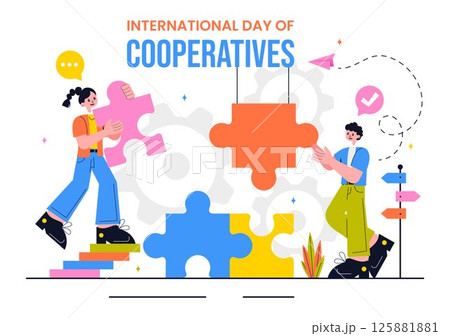 International Day of Cooperatives Vector Illustration Featuring People Contributing to the Complementary Goals of the United Nations in a Background International Day of Cooperatives Vector Illustration Featuring People Contributing to the Complementary Goals of the United Nations in a Background 125881881