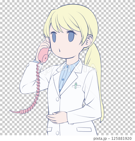Blonde female pharmacist talking on the phone - Calling 125881920