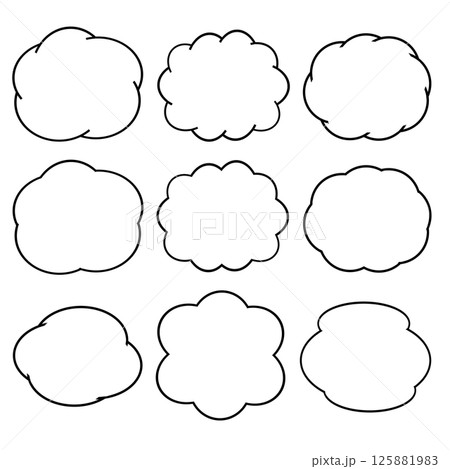 シンプルな吹き出しイラストセット(線画)/セリフ・コメント・SNS・UI素材 シンプルな吹き出しイラストセット(線画)/セリフ・コメント・SNS・UI素材 125881983