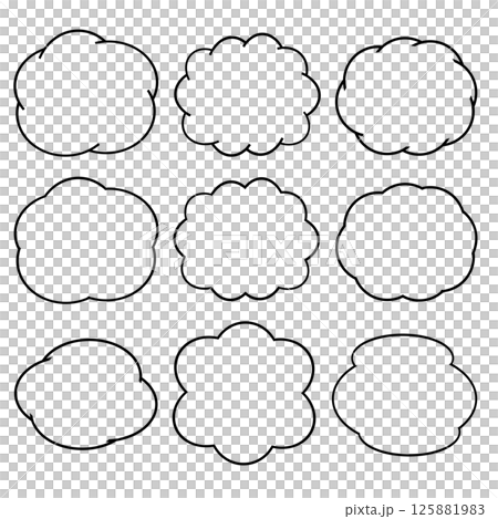 シンプルな吹き出しイラストセット(線画)/セリフ・コメント・SNS・UI素材 シンプルな吹き出しイラストセット(線画)/セリフ・コメント・SNS・UI素材 125881983