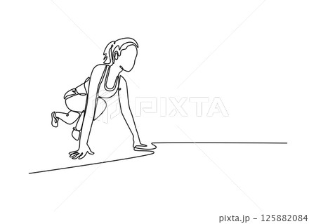 Continuous one line drawing attractive woman...のイラスト素材 [125882084] - PIXTA