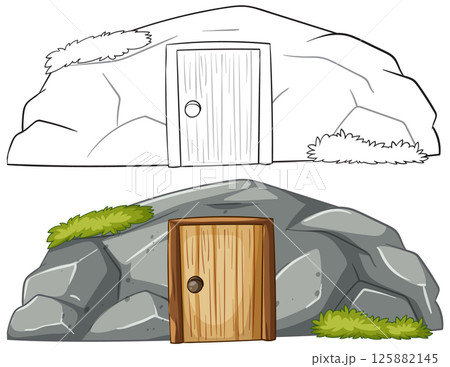 Rocky Cave Entrance Illustration 125882145