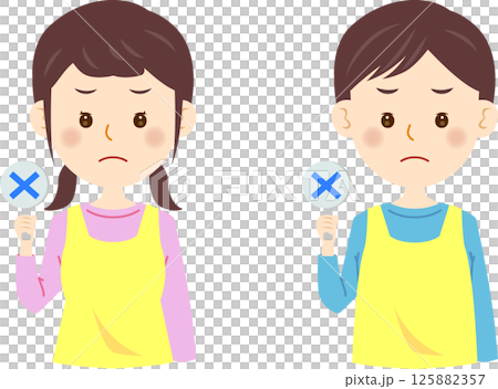 Nursery teacher male and female with a badge Nursery teacher male and female with a badge 125882357