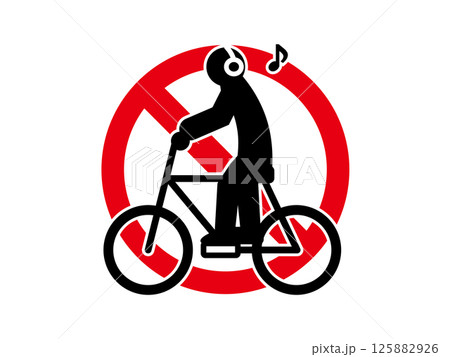 自転車の交通ルール違反のピクトグラムマーク、禁止アイコン 自転車の交通ルール違反のピクトグラムマーク、禁止アイコン 125882926
