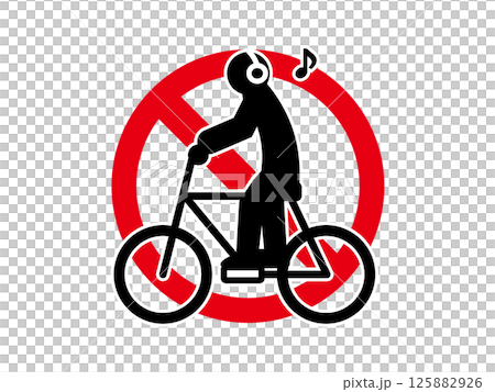 自転車の交通ルール違反のピクトグラムマーク、禁止アイコン 自転車の交通ルール違反のピクトグラムマーク、禁止アイコン 125882926