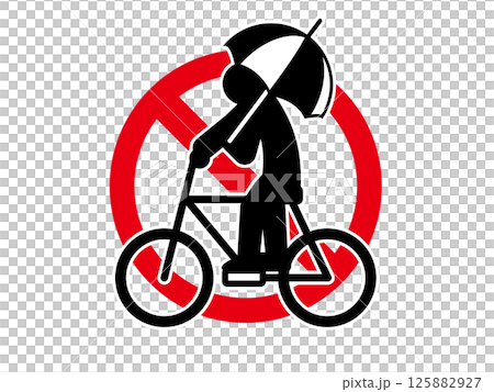 Bicycle traffic rule violation pictogram mark, prohibition icon 125882927