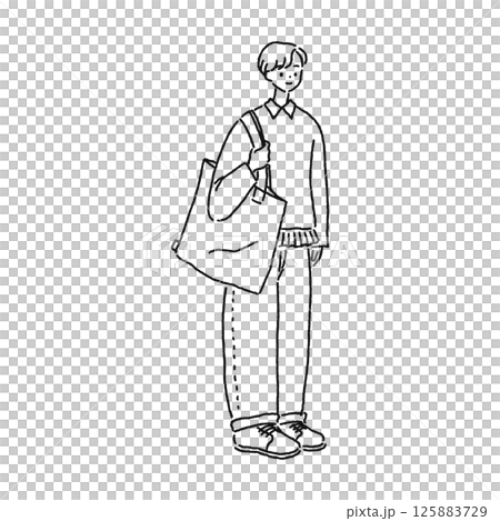 隨意協調的女人線描 隨意協調的女人線描 125883729