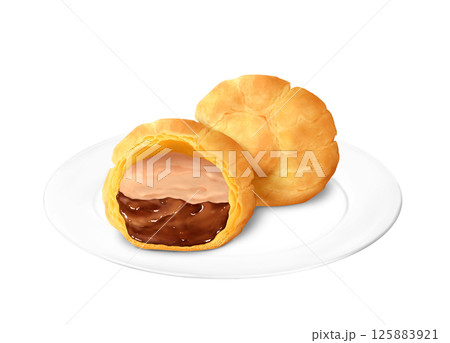 チョコレートシュークリーム 皿 チョコレートシュークリーム 皿 125883921