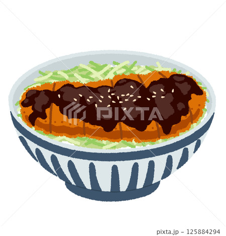 味噌カツ丼のイラスト 125884294