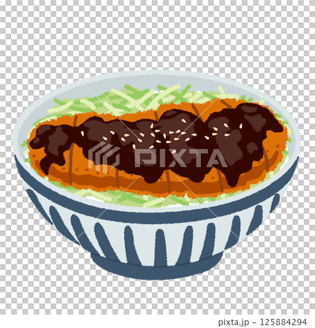 味噌カツ丼のイラスト 125884294