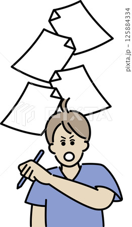 多忙な医師をイメージしたイラスト 125884334