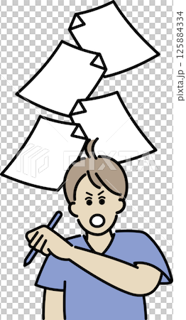 多忙な医師をイメージしたイラスト 125884334