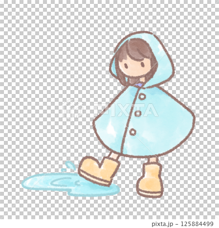 穿雨衣的小孩插畫 125884499