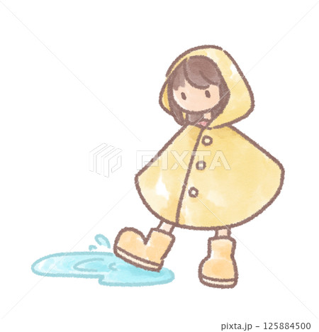 レインコートを着た子供のイラスト 125884500