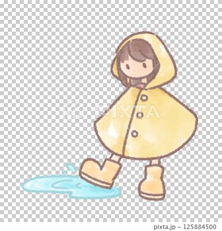 穿雨衣的小孩插畫 125884500