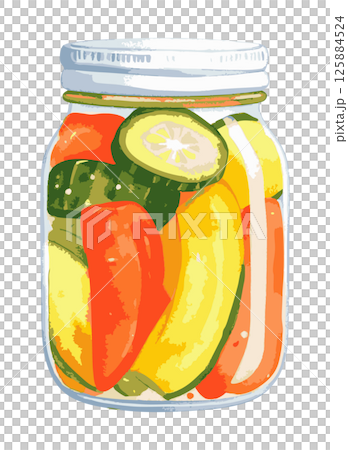 瓶裝醃菜水彩插畫AI生成 125884524