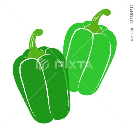シンプルなピーマンの版画風イラスト 125884712